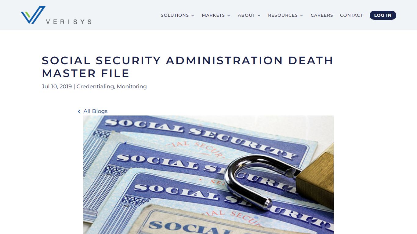 Social Security Administration Death Master File - Verisys